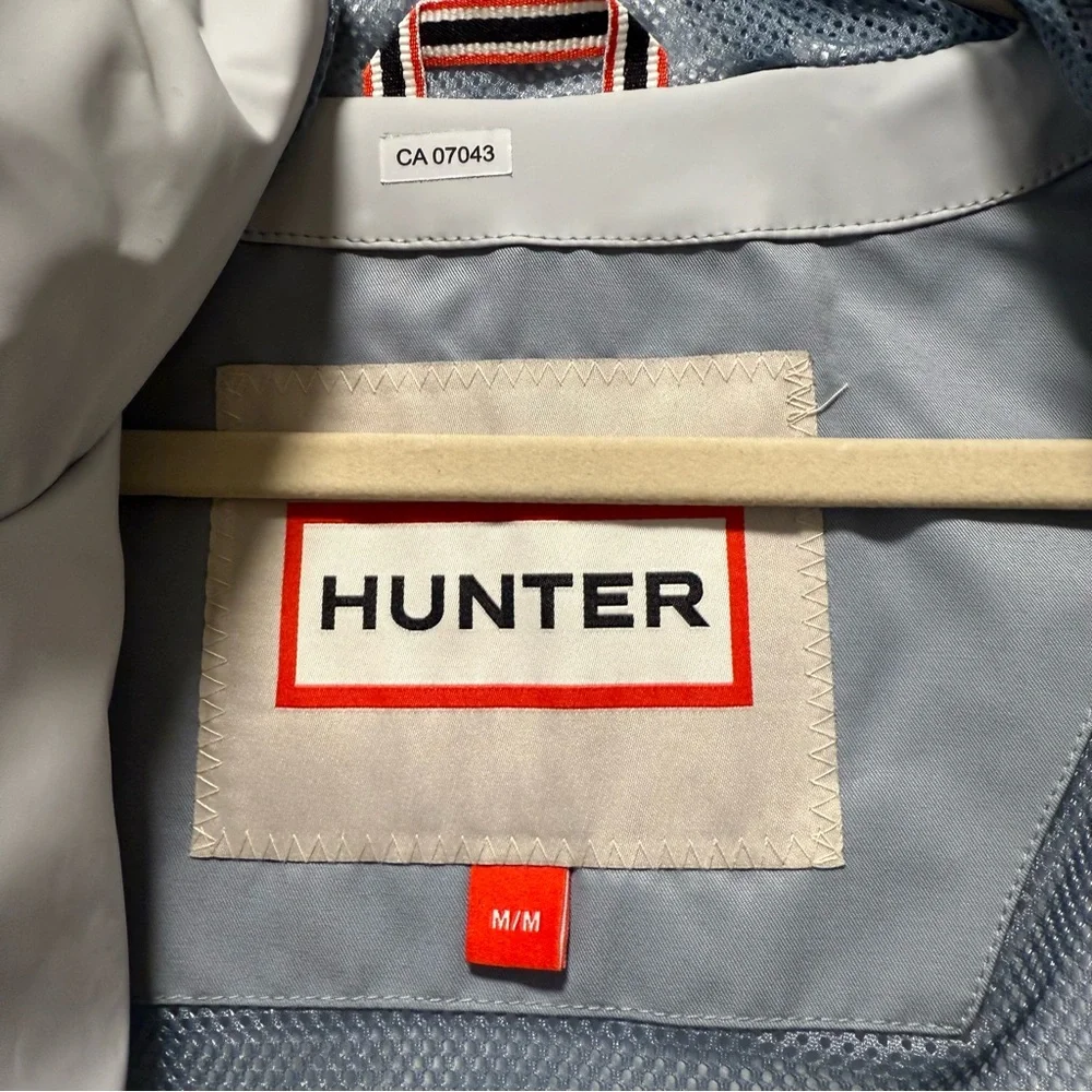 Hunter Abbey Short Rubberized Rain Jacket Light Gray Medium Waterproof Coat - Picture 3 of 10